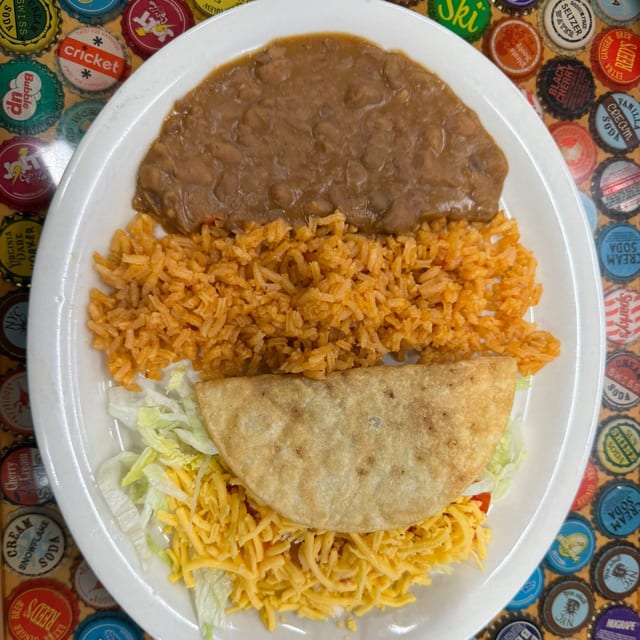 Kids Crispy or Soft Taco with Rice & Beans.